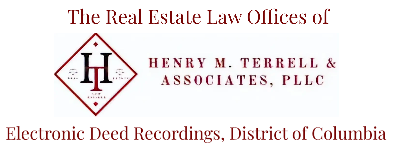A red and white logo for the real estate law office of henry m. Teran & associates